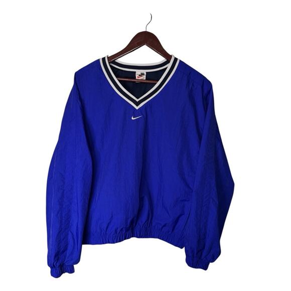 Vintage Nike Jacket Mens Medium Blue Windbreaker 90s Center Swoosh Pullover - Picture 1 of 9